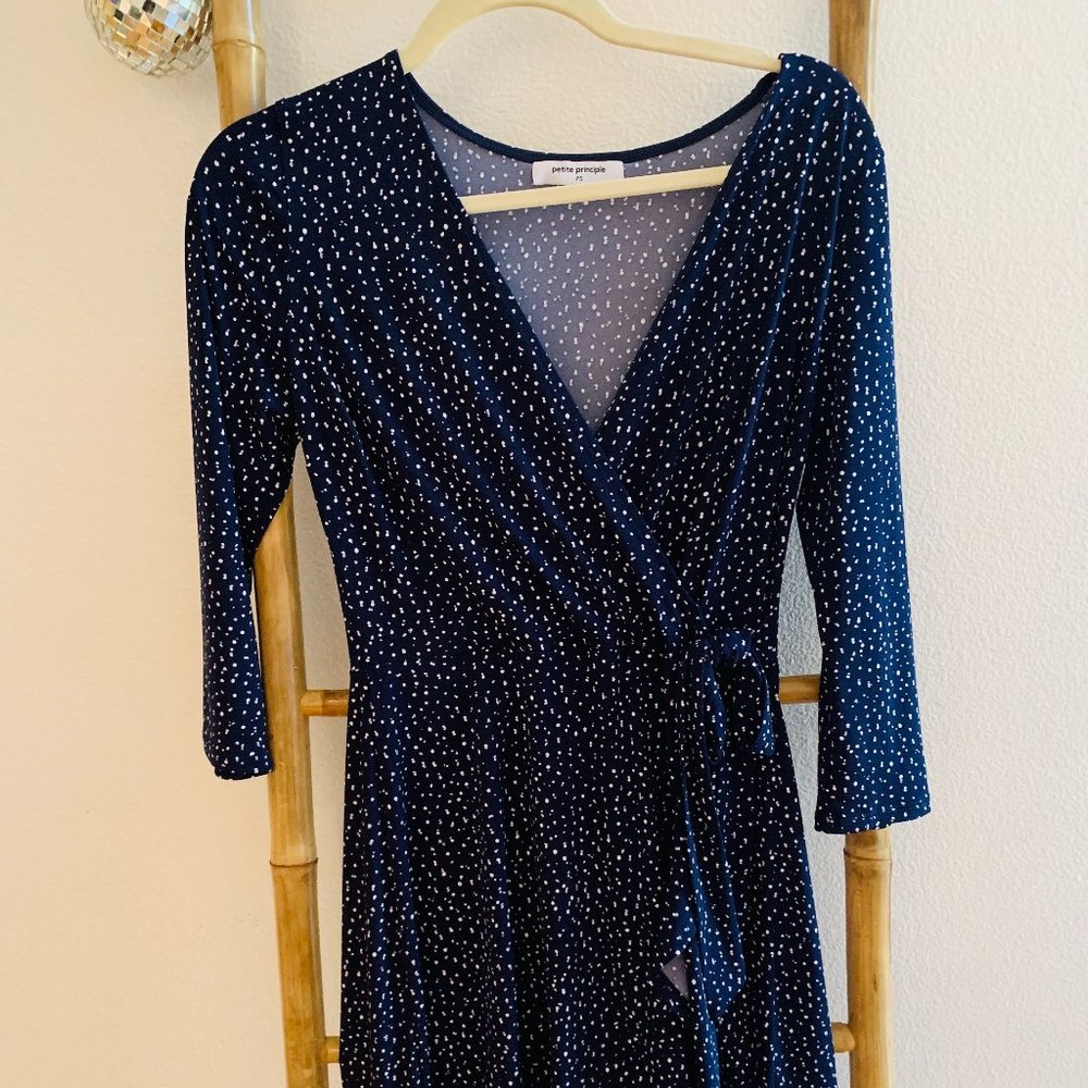 Petite Principle Blue & White Wrap Dress